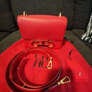 Carolina Herrera Initials Insignia Medium Bag in Red